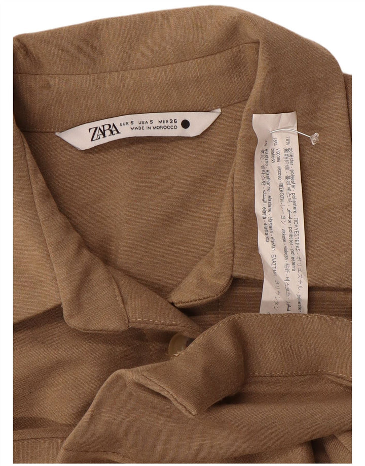 Zara Damen Hemdbluse UK 10 Small Braun Polyester