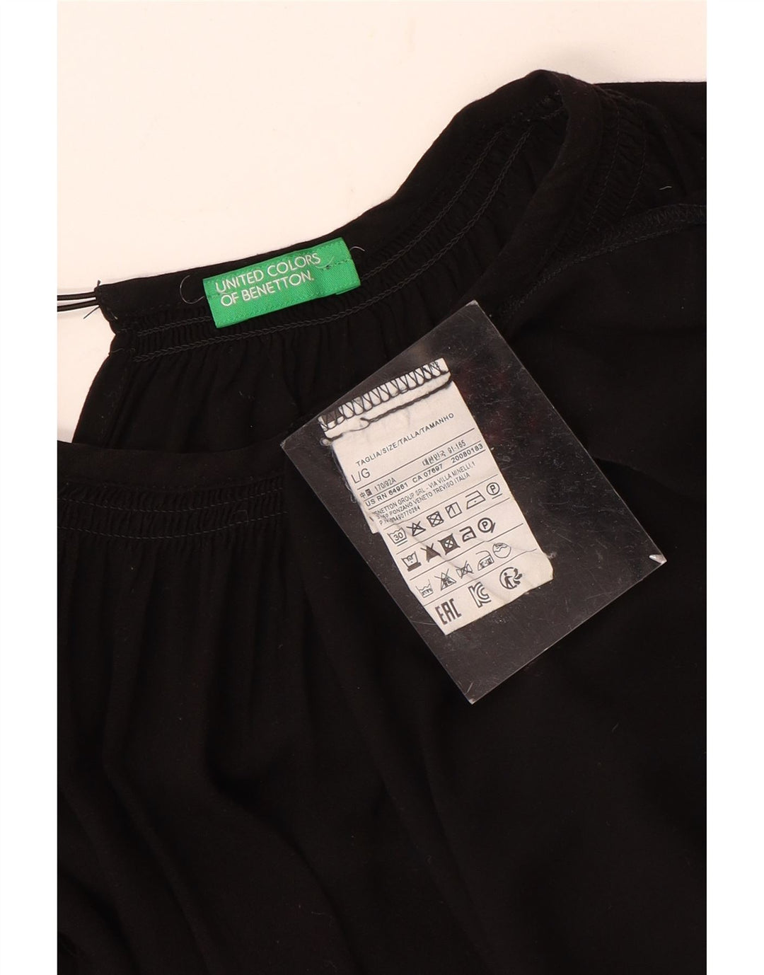 Benetton Damen-Blusenoberteil in Übergröße, UK-Größe 46, Größe L, schwarze Viskose