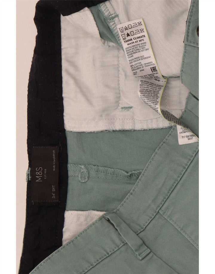 Marks & Spencer Herren-Chinoshorts W34 Large aus grüner Baumwolle
