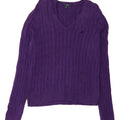 CHAPS Womens V-Neck Jumper Sweater UK 14 Medium Purple Cotton Vintage Chaps and Second-Hand Chaps from Messina Hembry 
