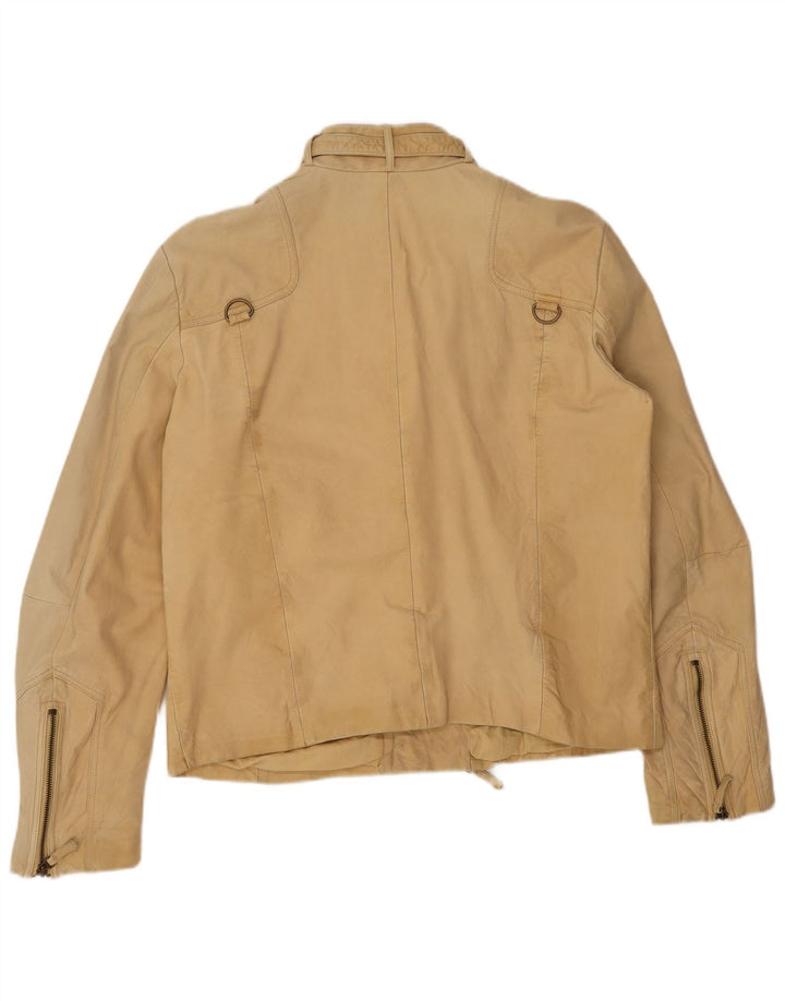 Massimo Rebecchi Herren Leder Bikerjacke IT 54 2XL Beige Leder