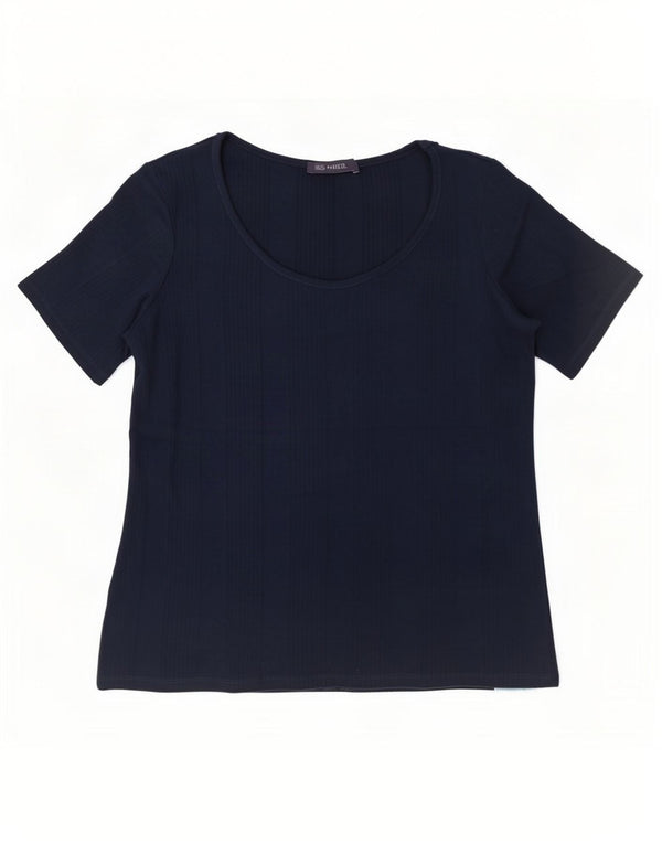 Marks & Spencer Damen T-Shirt Top UK 16 Large Marineblau Baumwolle