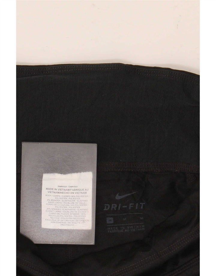 Nike Damen Dri Fit Leggings UK 12 Mittelschwarzes Colourblock-Polyester