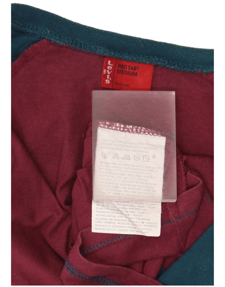 Levi's Womens Graphic Top Langarm UK 14 Medium Burgund Colourblock