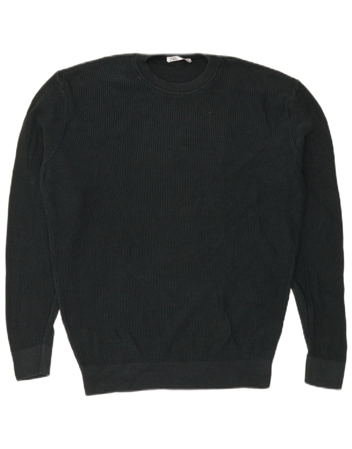 ZARA Herren-Pullover mit Rundhalsausschnitt, Größe S, Grün