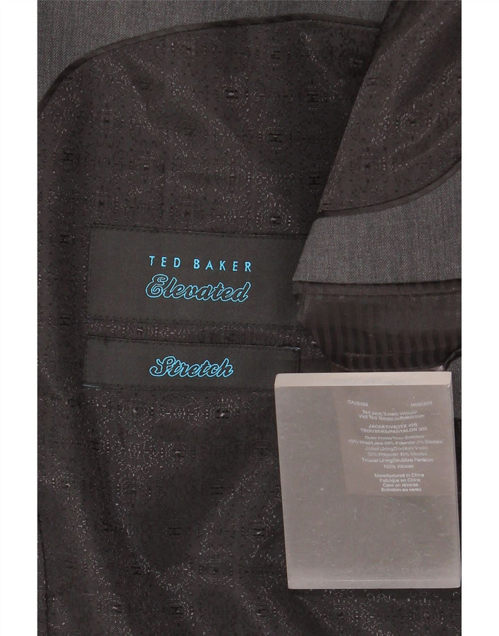 Ted Baker Herren-Stretch-Anzug mit 2 Knöpfen, 2-teilig, UK 42, XL, W36, L30, graue Wolle