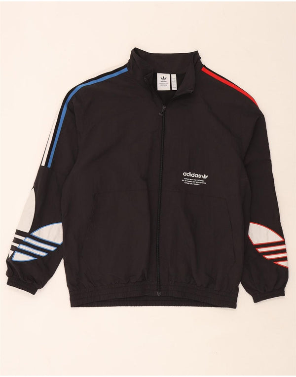 Adidas Herren-Trainingsanzug mit grafischem Oberteil, groß, aus schwarzem Polyamid