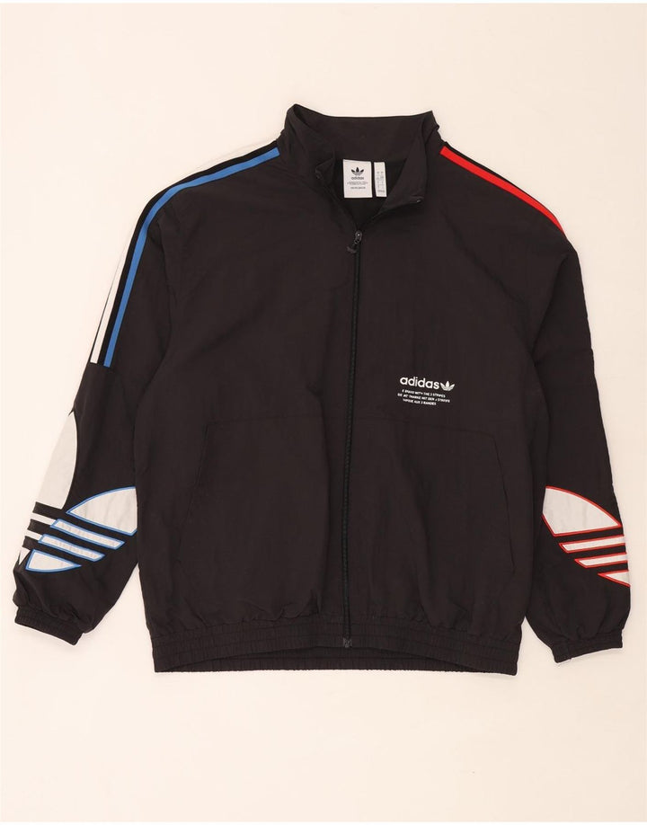 Adidas Herren-Trainingsanzug mit grafischem Oberteil, groß, aus schwarzem Polyamid