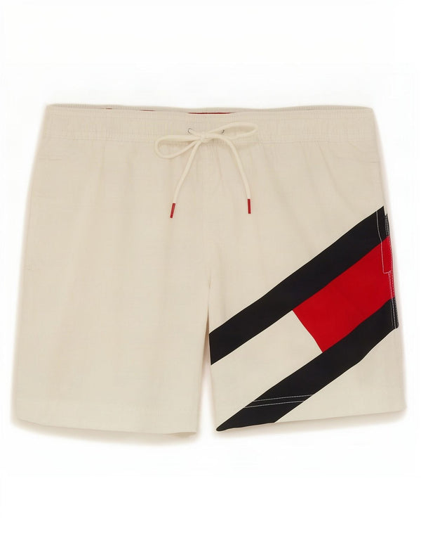Tommy Hilfiger Herren-Badeshorts in schmaler Passform, Größe S, Weiß, Farbblockdesign