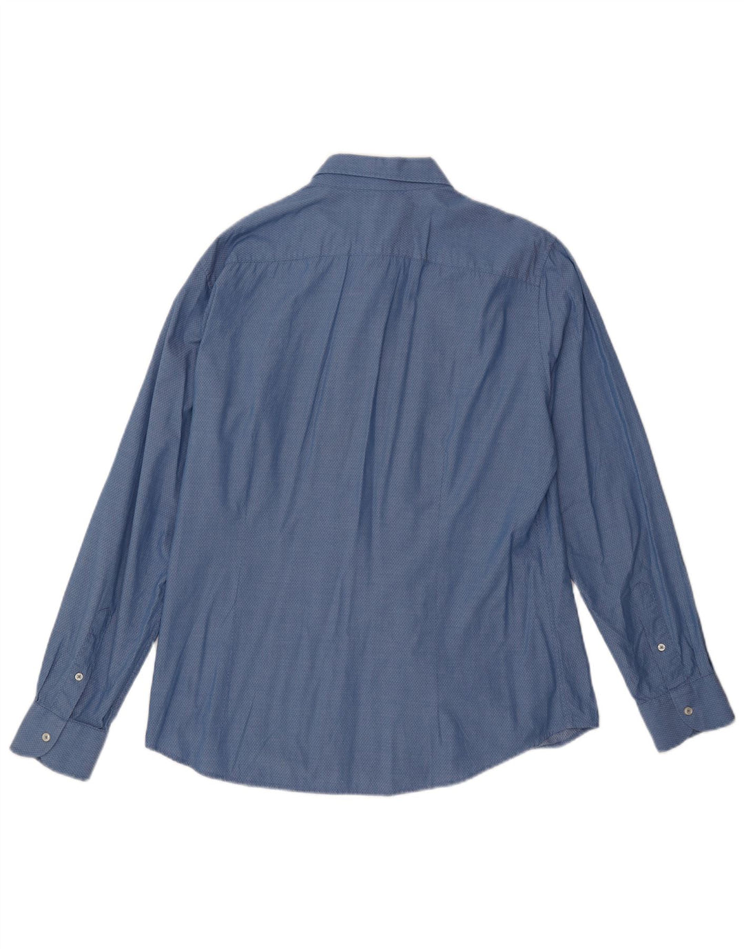 BENETTON Herrenhemd XL Blau Argyle/Diamant Baumwolle