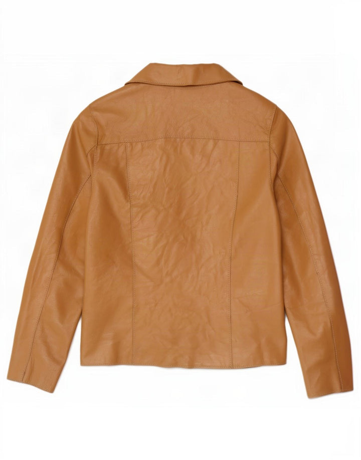 Vintage Damen Lederjacke UK 8 Small Beige