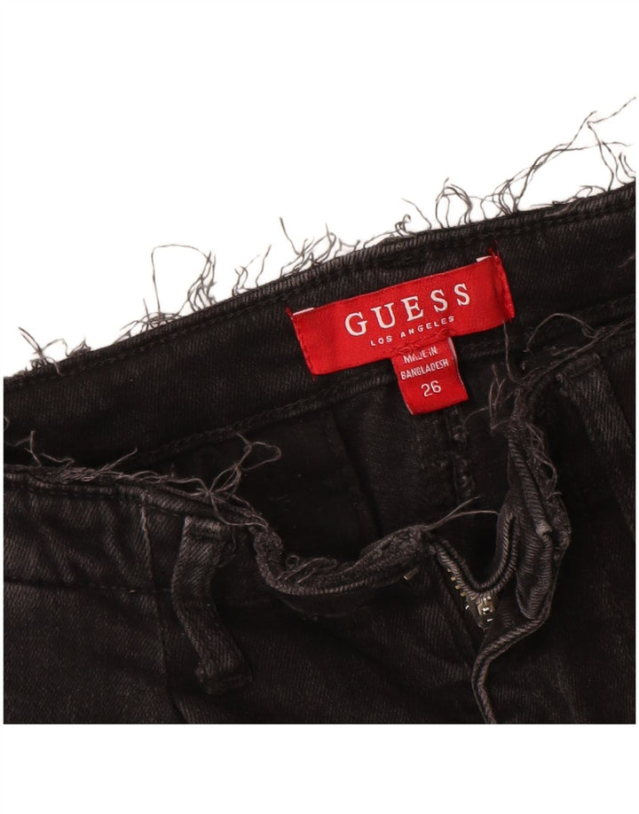 Guess Damen Tapered Jeans W26 L28 Schwarze Baumwolle
