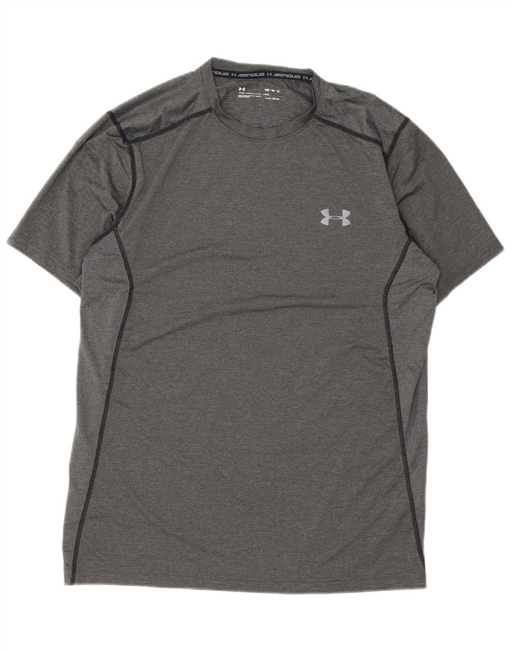 Under Armour Herren Heat Gear T-Shirt-Oberteil aus mittelgrauem Polyester
