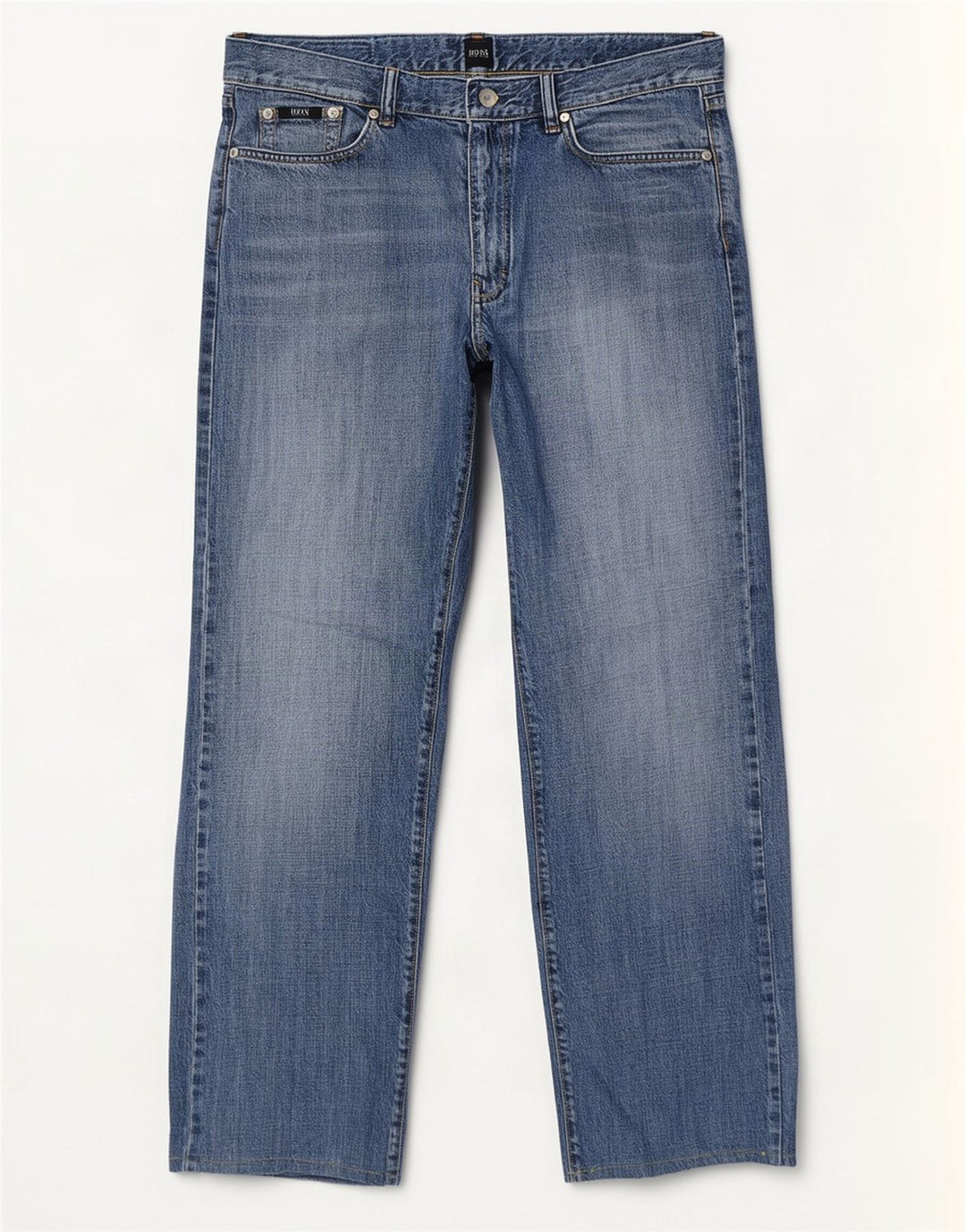 Hugo Boss Herren Straight Jeans W34 L29 Blaue Baumwolle