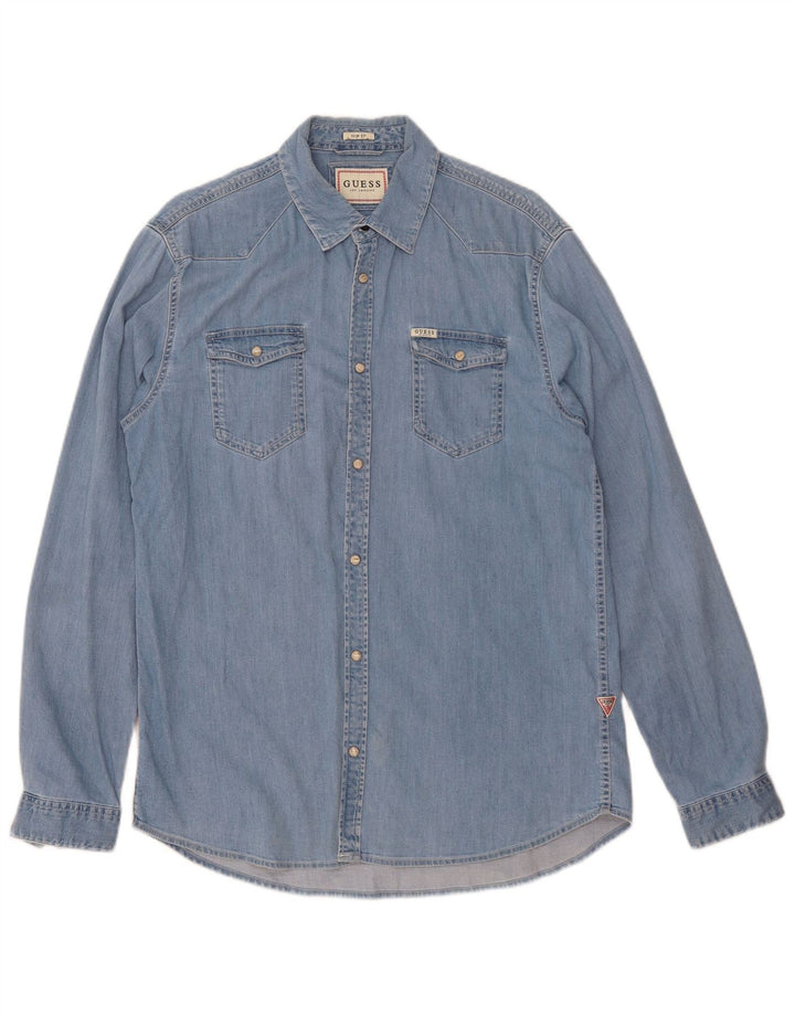 Guess Slim Fit Jeanshemd für Herren aus mittelblauer Baumwolle