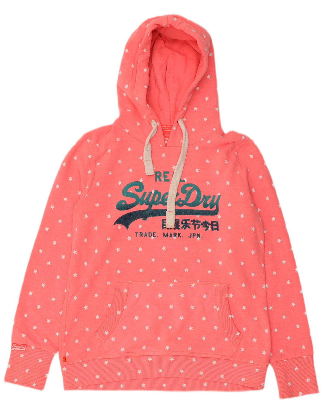 Superdry Graphic Hoodie-Pullover für Damen, UK 18, XL, rosa gepunktete Baumwolle