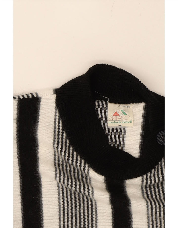 VINTAGE Womens Turtle Neck Jumper Sweater UK 14 Medium  Black Striped Vintage Vintage and Second-Hand Vintage from Messina Hembry 