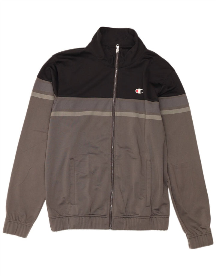 Champion Herren-Trainingsanzug-Oberjacke, Mittelschwarzes Colourblock-Polyester