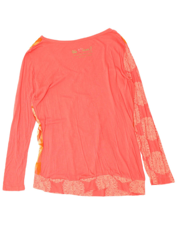 Desigual Womens Graphic Top Langarm UK 16 Large Pink Floral