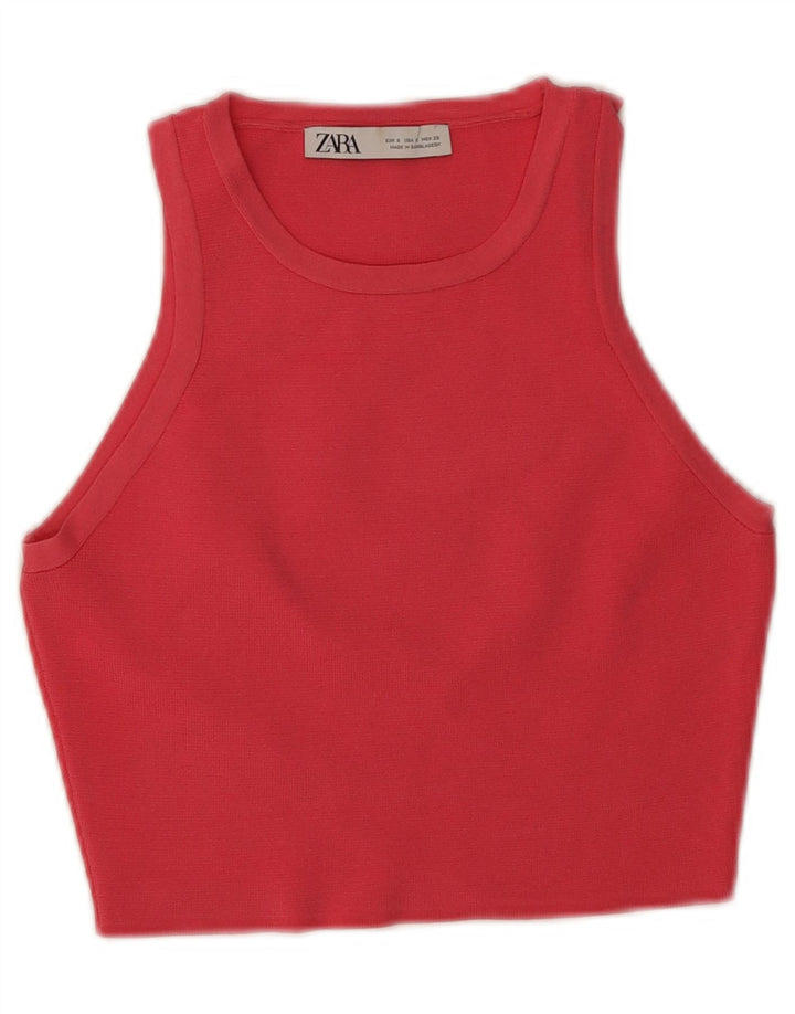 Zara Damen Crop Vest Top UK 8 Small Pink