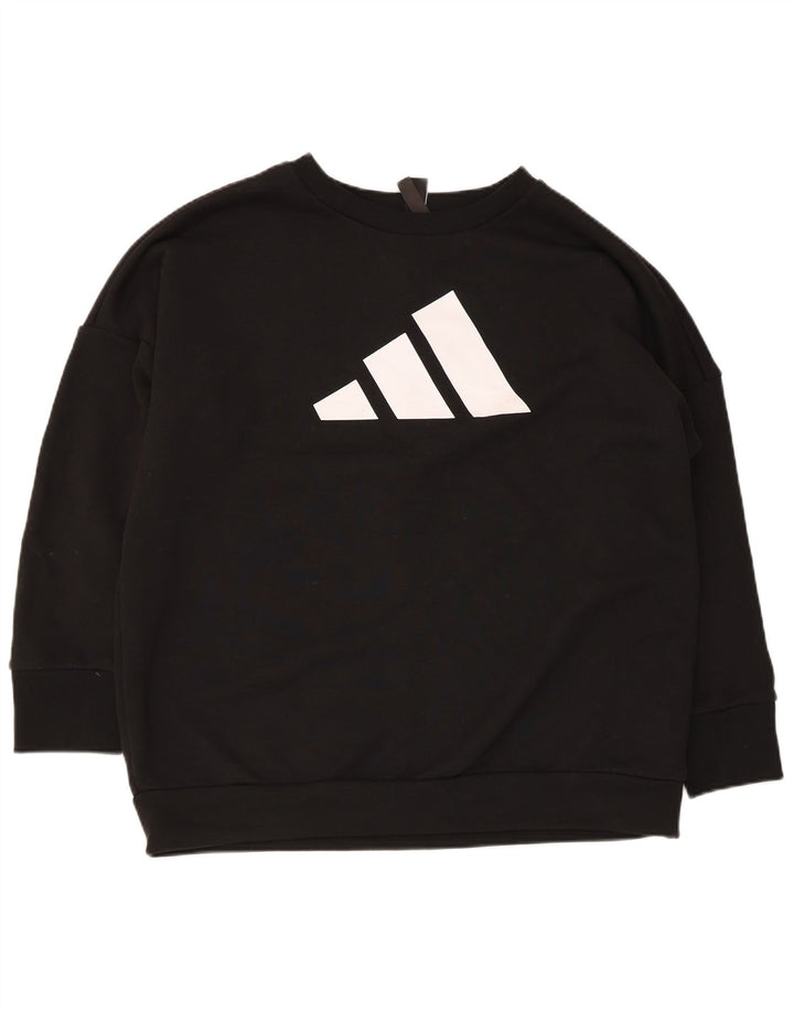 Adidas Damen Graphic Oversized Sweatshirt Pullover UK 12/14 Medium Schwarz