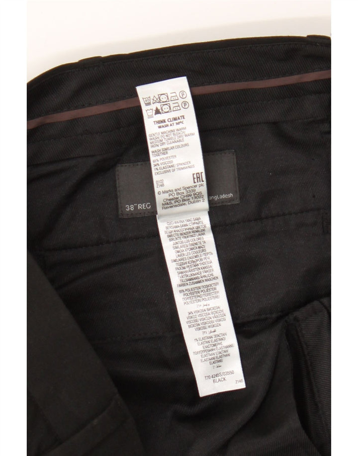Marks & Spencer Herren Slim Chinohose W38 L31 Schwarz Polyester