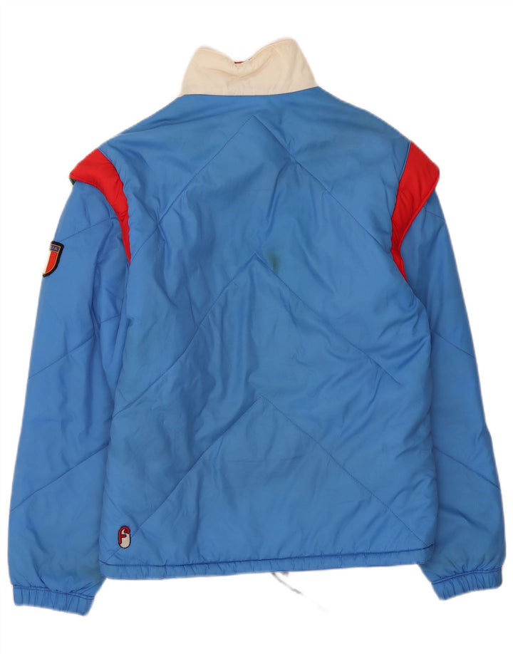 La Font Wattierte Herrenjacke IT 48 Mittelblaues Colourblock-Polyamid