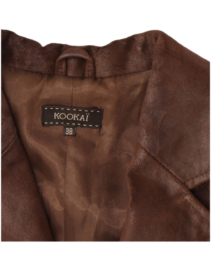 Kookai Damen Ledermantel EU 38 Mittelbraunes Leder