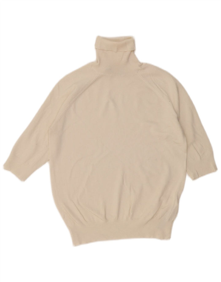 Zara Damen-Pullover mit Rollkragen, Gr. 12, mittlere, cremefarbene Viskose