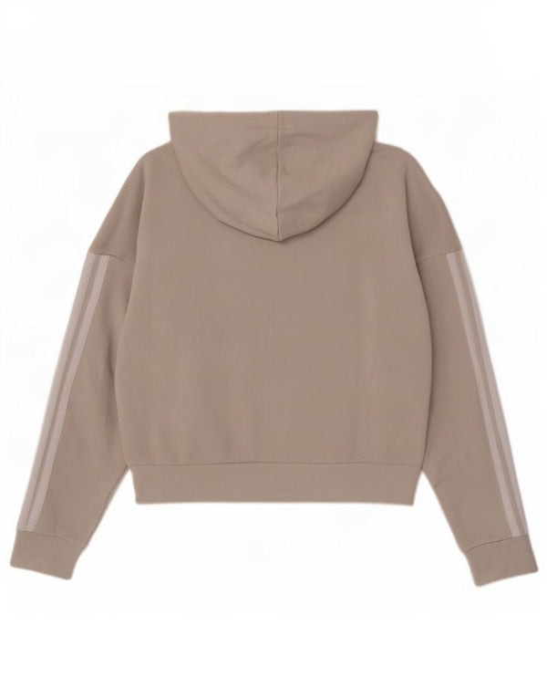 Adidas Damen Übergroßer Crop Zip Neck Hoodie Pullover UK 8/10 Small Grau