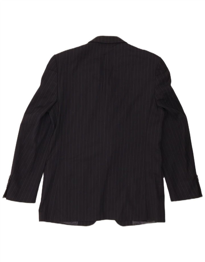 Zara Herren-Blazer mit 2 Knöpfen, EU 50, mittelschwarze Nadelstreifenwolle