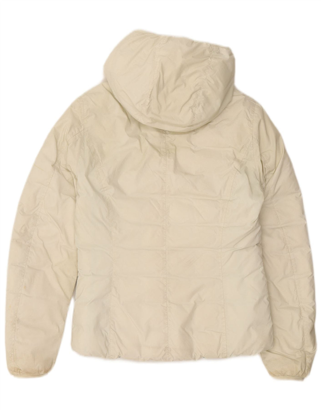 K-Way Mädchen-Wendejacke mit Kapuze, wattiert, 11–12 Jahre, cremefarbenes Polyamid