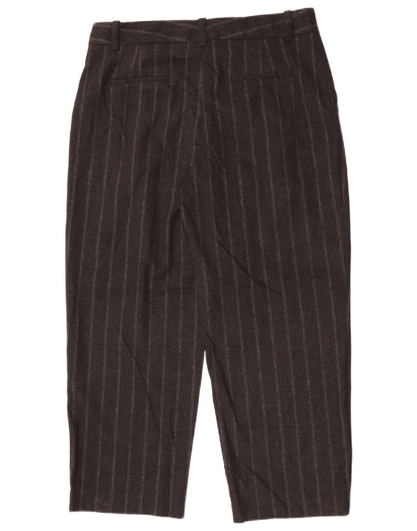 Zara Damen Crop Tapered Anzughose, Größe L, W30, L26, Grau, Nadelstreifen