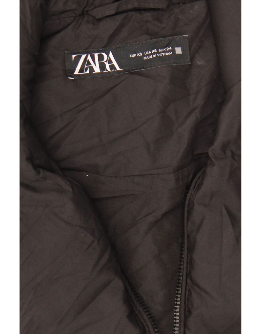 ZARA Damen Crop Übergroße wattierte Weste UK 6 XS Schwarz Polyester