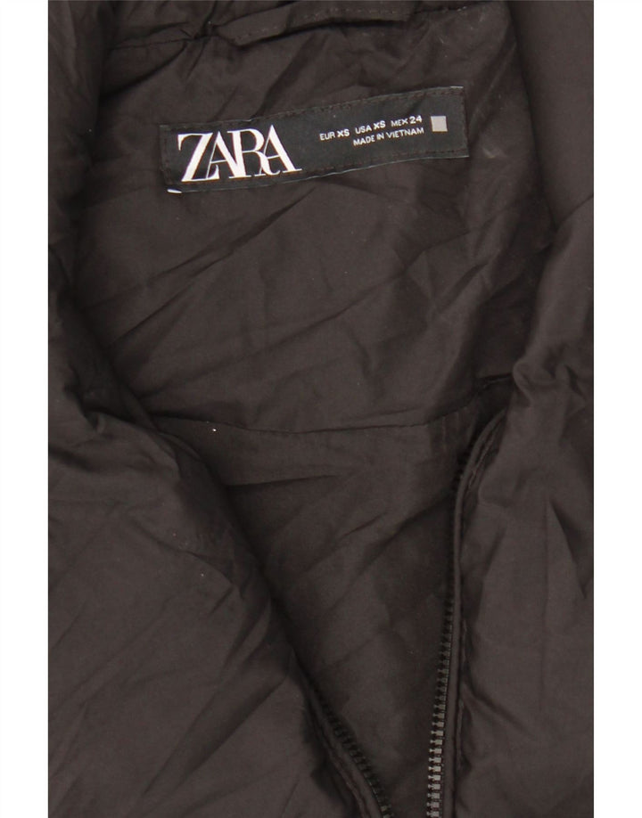 ZARA Damen Crop Übergroße wattierte Weste UK 6 XS Schwarz Polyester