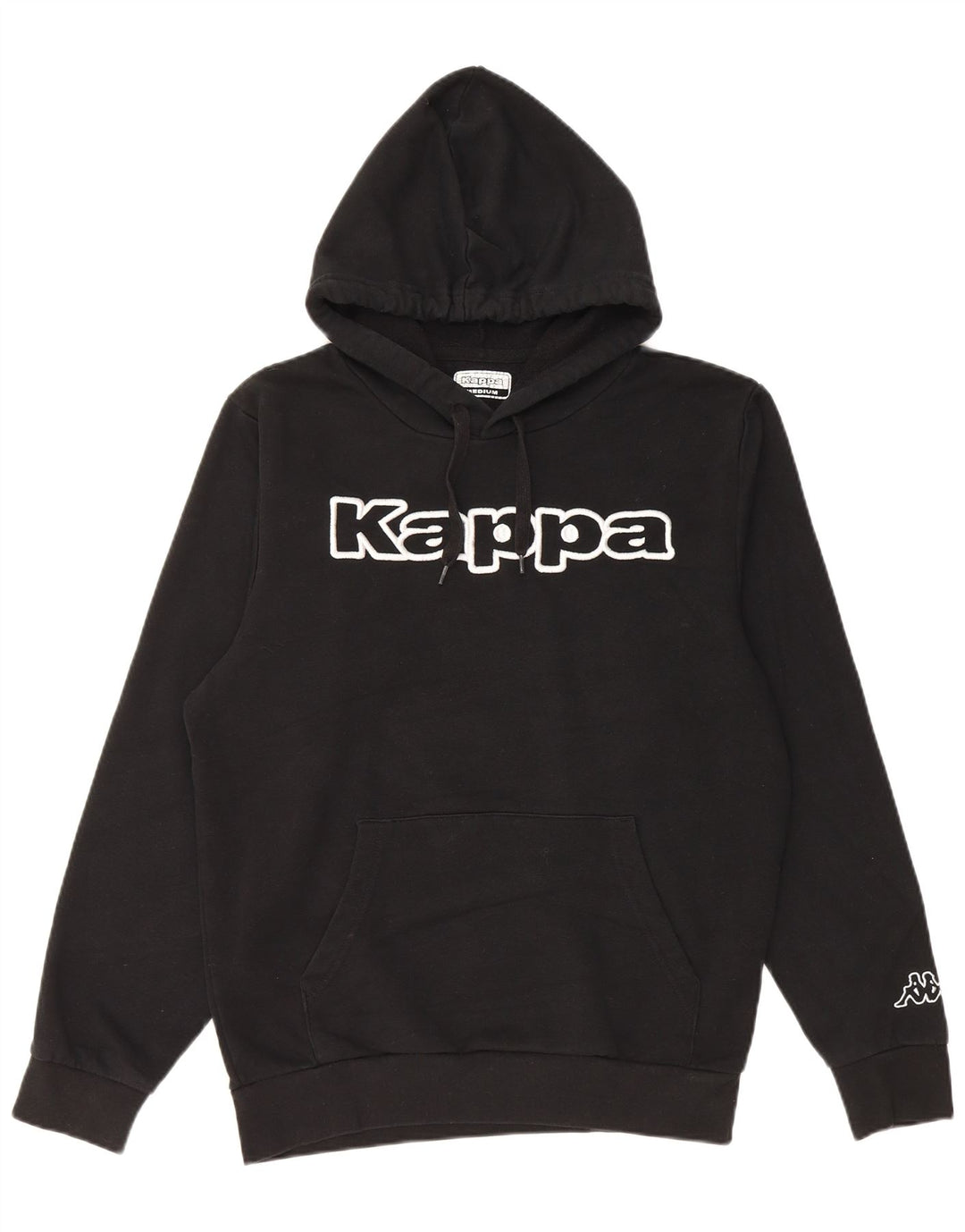 Kappa Damen Grafik-Hoodie-Pullover aus mittelschwarzer Baumwolle