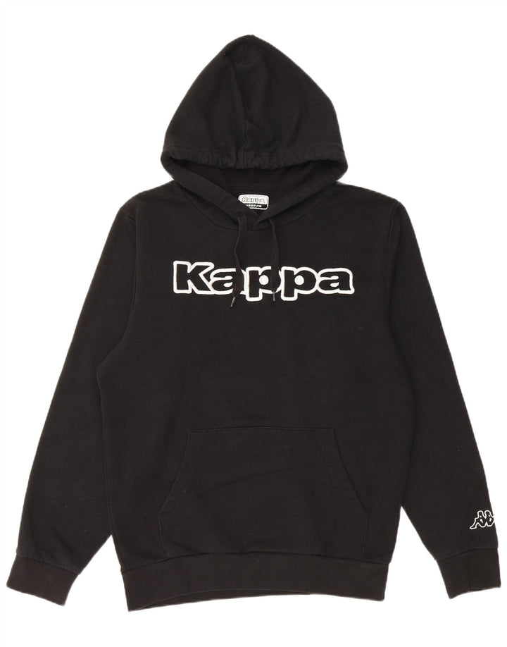 Kappa Damen Grafik-Hoodie-Pullover aus mittelschwarzer Baumwolle