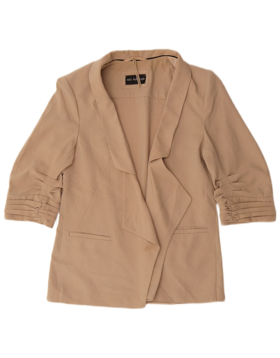 Marks & Spencer Damen-Blazerjacke mit 3/4-Ärmeln, UK 12, Mittelbeige