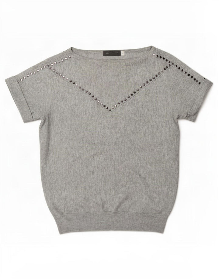 MINT VELVET Damen-Blusenoberteil in Übergröße, Gr. 6, XS, grau meliertes Polyester