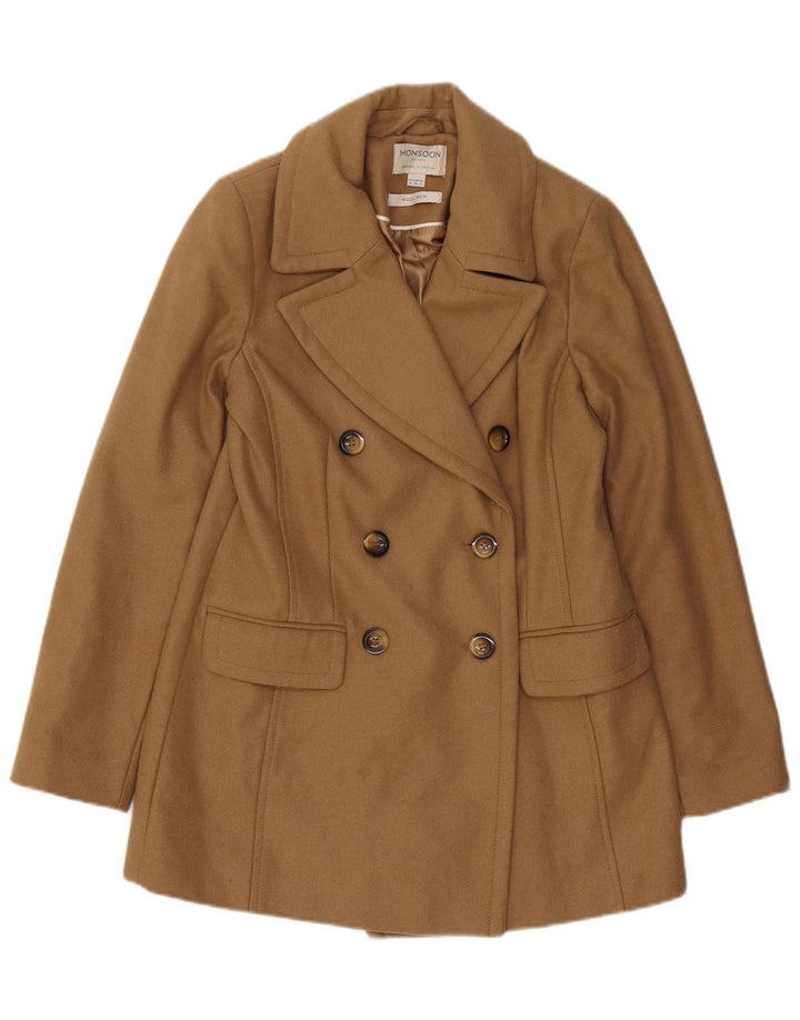 Monsoon Damen Pea Coat UK 10 Small Braune Wolle