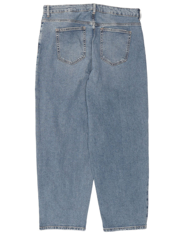 MARKS & SPENCER Damen Barrel High Waist Jeans UK 16 Large W34 L28 Blau