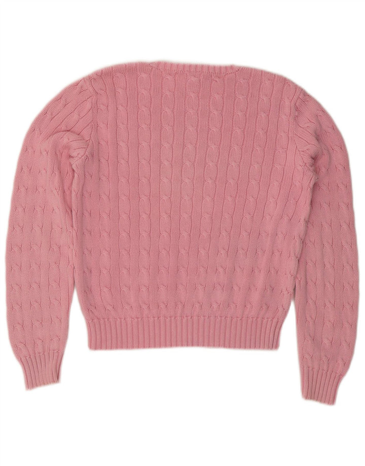 RALPH LAUREN Damen Crop Crew Neck Pullover Pullover UK 14 Large Pink