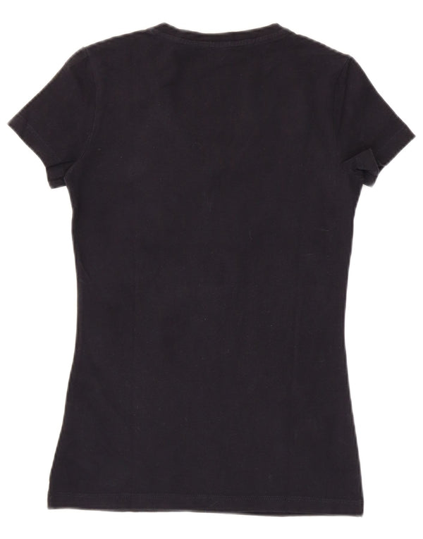 Calvin Klein Jeans Damen Grafik-T-Shirt Top UK 8 Small Schwarz Baumwolle
