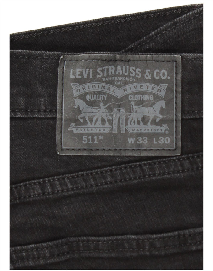 Levi's Herren 511 Slim Jeans W33 L26 schwarze Baumwolle