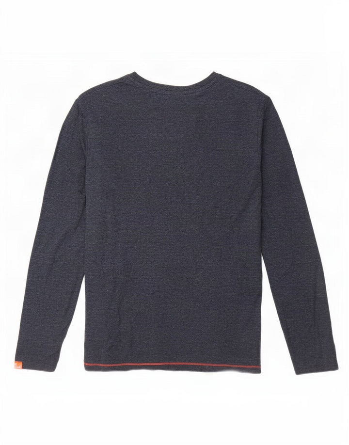 Superdry Herren-Oberteil mit langen Ärmeln, klein, marineblau gesprenkelte Baumwolle