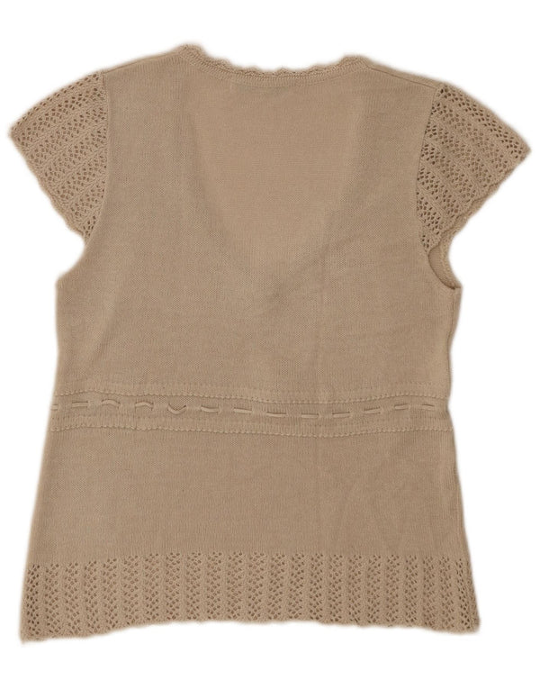 Zara Damen Weste Tank Top UK 12 Medium Beige Acryl
