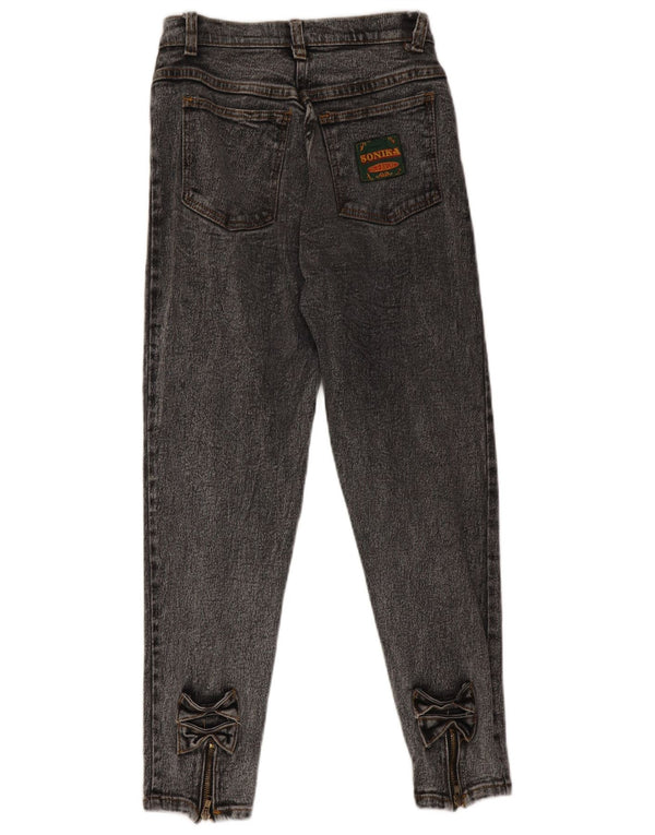 Vintage Damen High Waist Tapered Jeans W26 L26 Grau