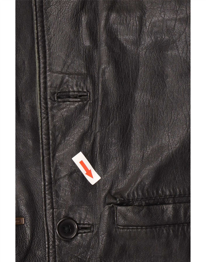 Vintage Damen Lederweste IT 52 2XL Schwarz