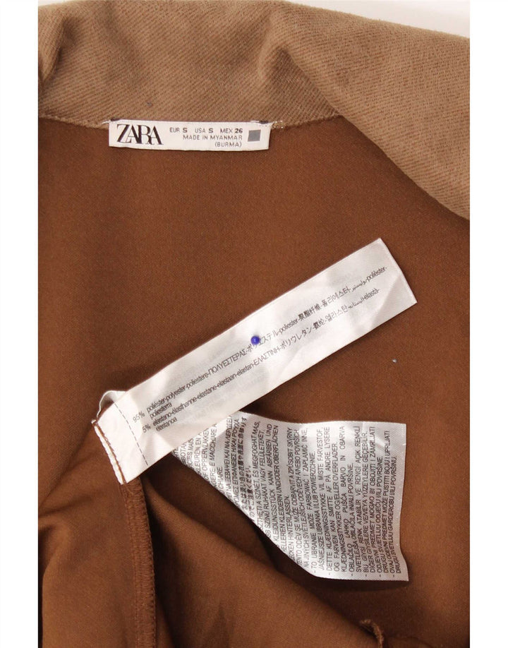 Zara Womens Open Overcoat UK 10 Small Braun Polyester