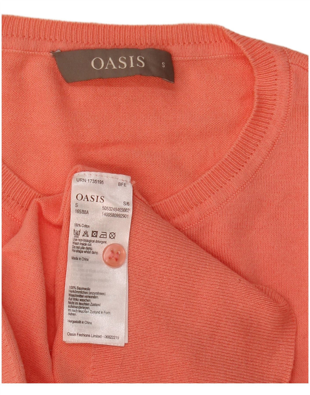 Oasis Damen-Cardigan-Pullover UK 10 Small Orange Baumwolle
